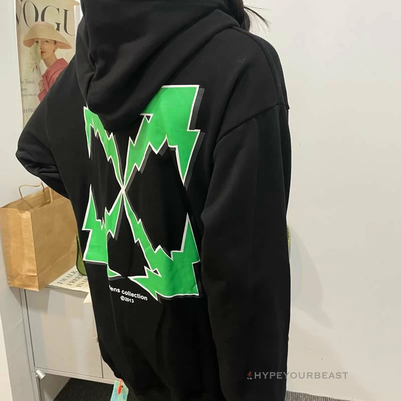 HypeYourBeast Hoodies & Jackets Off-White Green Hoodie - Black 21 HypeYourBeast Hoodies & Jackets Off-White Green Hoodie - Black