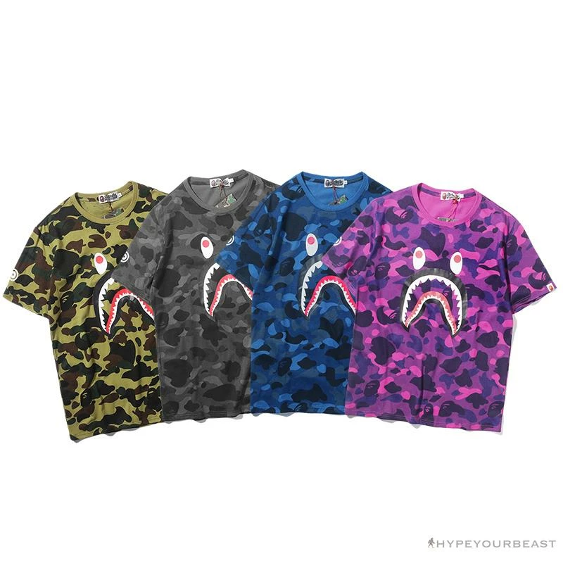 Hypeyourbeast BAPE Camouflage Shark Head Classic Cotton Short Sleeve Tee Shirt 'BLUE' Clothes 13 Hypeyourbeast BAPE Camouflage Shark Head Classic Cotton Short Sleeve Tee Shirt 'BLUE' Clothes