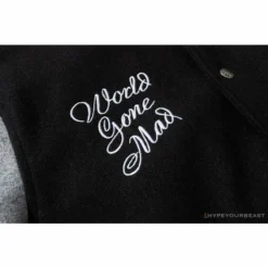 Hypeyourbeast BAPE Embroidered STA Star Stitched Woolen Baseball Jacket 'BLACK'