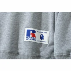 Hypeyourbeast BAPE X RUSSELL ATHLETIC Joint Pullover Long Sleeve Shirt 'GREY'
