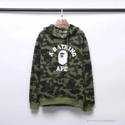 Hypeyourbeast Clothes BAPE X Bathing Ape Head Camouflage Hoodie 'GREEN'