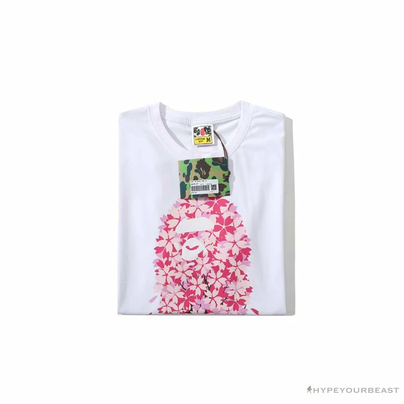Hypeyourbeast BAPE Japan Limited Edition Pink Cherry Tree Tee Shirt 'WHITE' 3 Hypeyourbeast BAPE Japan Limited Edition Pink Cherry Tree Tee Shirt 'WHITE'