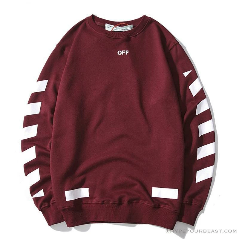 Hypeyourbeast OFF-WHITE Classic Basic Cotton Terry Long Sleeve Shirt 'WINE RED' Shirts 2 Hypeyourbeast OFF-WHITE Classic Basic Cotton Terry Long Sleeve Shirt 'WINE RED' Shirts