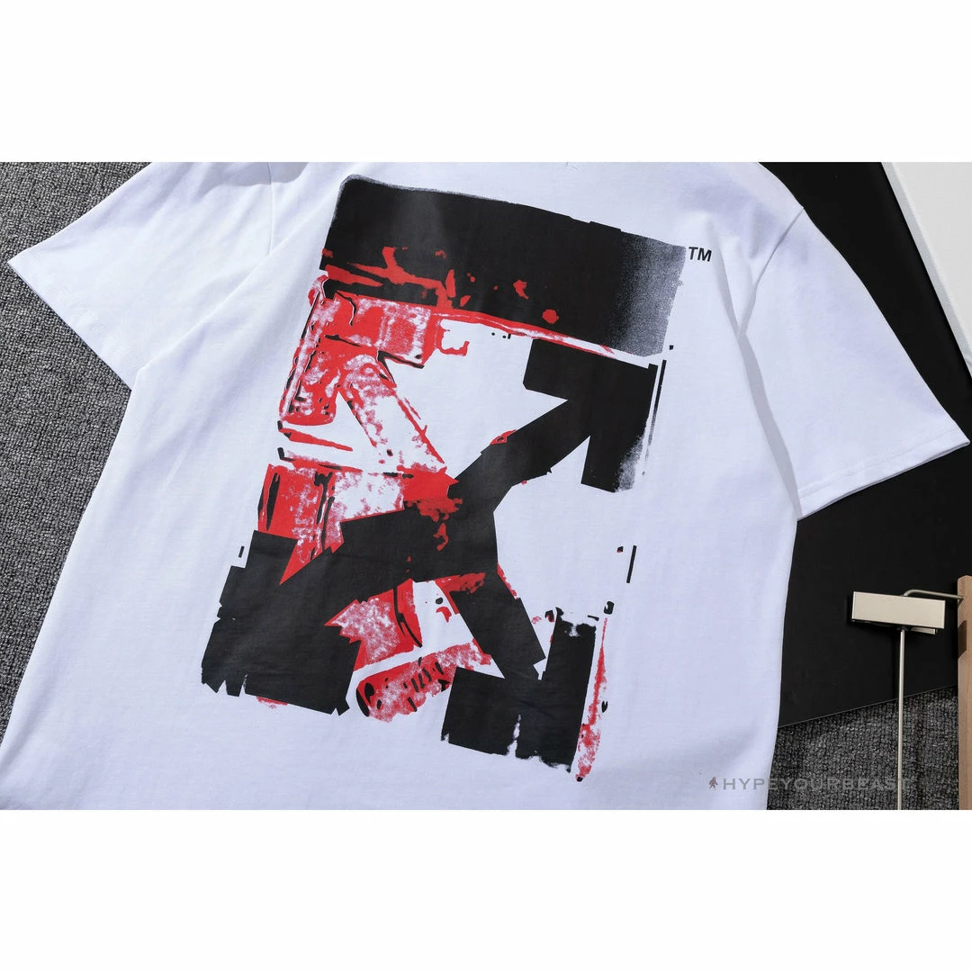 Hypeyourbeast OFF-WHITE Acrylic Hand-Painted Graffiti Pattern Tee Shirt 'WHITE' 6 Hypeyourbeast OFF-WHITE Acrylic Hand-Painted Graffiti Pattern Tee Shirt 'WHITE'