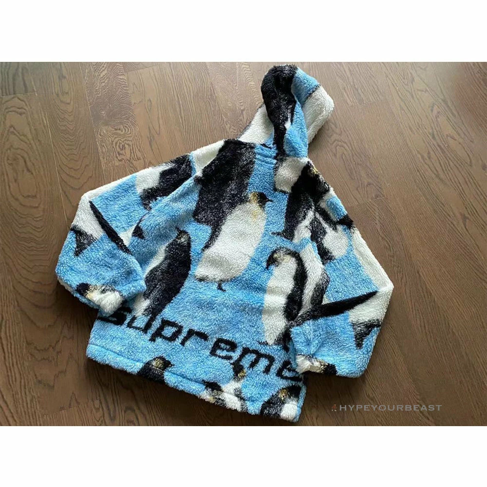 HypeYourBeast Supreme Penguins Hooded Fleece Jacket Blue Hoodies & Jackets 8 HypeYourBeast Supreme Penguins Hooded Fleece Jacket Blue Hoodies & Jackets