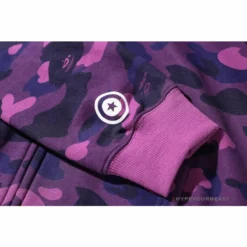 Hypeyourbeast BAPE Shark Head Classic Embroidered Camouflage Zip-Up Hoodie 'PURPLE' Clothes