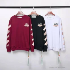 Hypeyourbeast OFF-WHITE Rubber Strip Arrow Hoodie 'WINE RED'