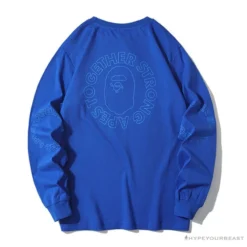 Hypeyourbeast BAPE APES TOGETHER English Alphabet Ape Head Long Sleeve Shirt 'BLUE'