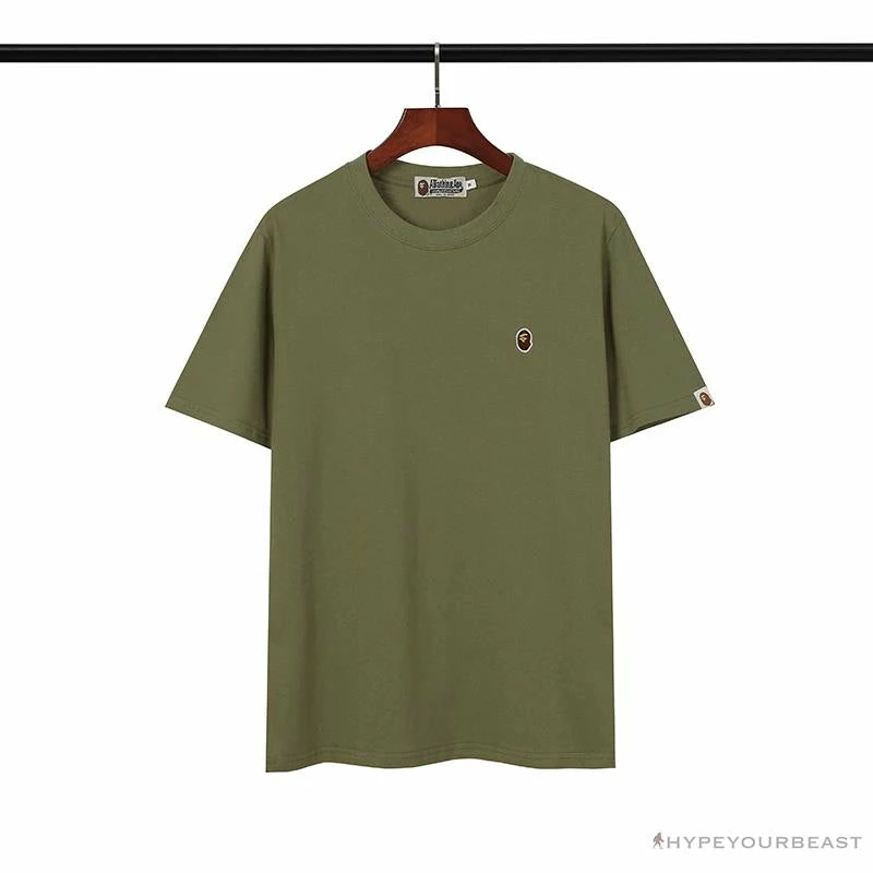 Hypeyourbeast Clothes BAPE Classic Embroidered Logo Ape Head Tee Shirt 'GREEN' 1 Hypeyourbeast Clothes BAPE Classic Embroidered Logo Ape Head Tee Shirt 'GREEN'
