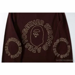 Hypeyourbeast BAPE APES TOGETHER English Alphabet Ape Head Long Sleeve Shirt 'WINE RED' Clothes