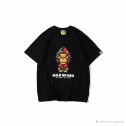 Hypeyourbeast BAPE Baby Milo Red Shark Hat Little Monkey Tee Shirt 'BLACK'