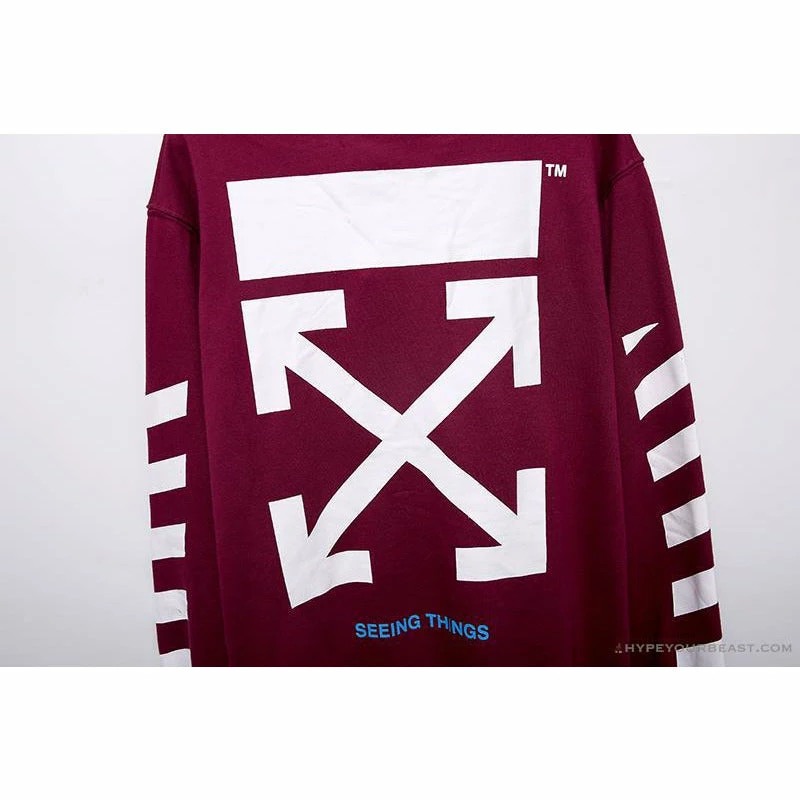 Hypeyourbeast OFF-WHITE Classic Basic Cotton Terry Long Sleeve Shirt 'WINE RED' Shirts 12 Hypeyourbeast OFF-WHITE Classic Basic Cotton Terry Long Sleeve Shirt 'WINE RED' Shirts