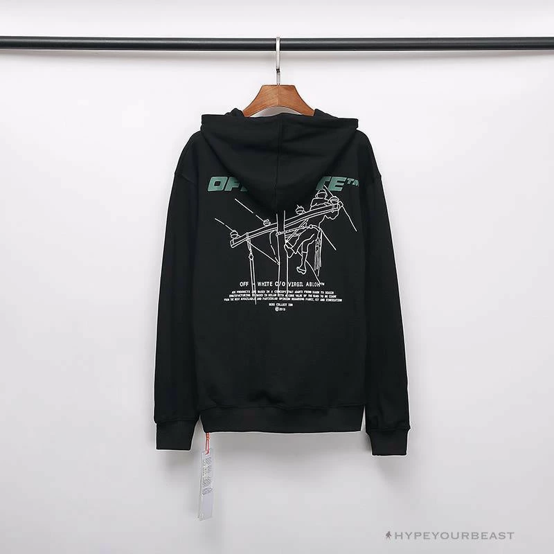 Hypeyourbeast Hoodies & Jackets OFF-WHITE Hand-Painted Utility Pole Worker Hoodie 'BLACK' 2 Hypeyourbeast Hoodies & Jackets OFF-WHITE Hand-Painted Utility Pole Worker Hoodie 'BLACK'