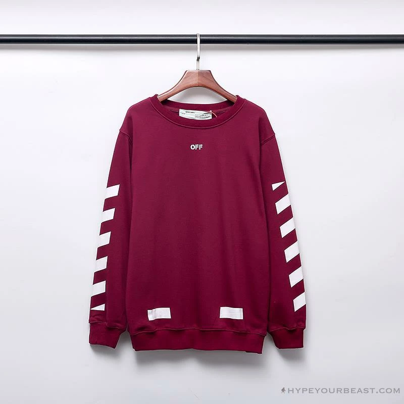 Hypeyourbeast OFF-WHITE Classic Basic Cotton Terry Long Sleeve Shirt 'WINE RED' Shirts 3 Hypeyourbeast OFF-WHITE Classic Basic Cotton Terry Long Sleeve Shirt 'WINE RED' Shirts