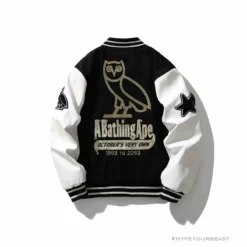 Hypeyourbeast BAPE OVO Patchwork Baseball Owl Jacket Clothes