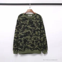 Hypeyourbeast Clothes BAPE Classic Ape Head Embroidered Camouflage Long Sleeve Shirt 'GREEN'