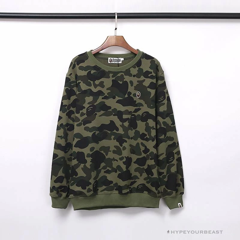Hypeyourbeast Clothes BAPE Classic Ape Head Embroidered Camouflage Long Sleeve Shirt 'GREEN' 1 Hypeyourbeast Clothes BAPE Classic Ape Head Embroidered Camouflage Long Sleeve Shirt 'GREEN'