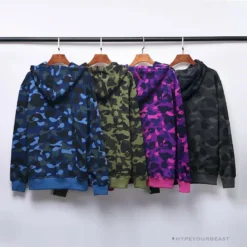 Hypeyourbeast Clothes BAPE X Bathing Ape Head Camouflage Hoodie 'GREEN'