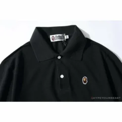 Hypeyourbeast BAPE Solid Color Versatile Embroidered Ape Head Small Badge Polo Shirt 'BLACK' Clothes