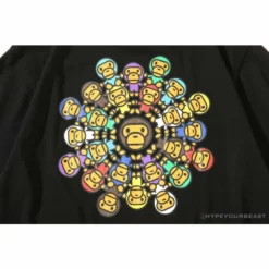 Hypeyourbeast BAPE Baby Milo Ring Colorful Kaleidoscope Tee Shirt 'BLACK' Clothes