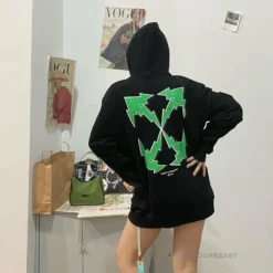 HypeYourBeast Hoodies & Jackets Off-White Green Hoodie - Black 44 HypeYourBeast Hoodies & Jackets Off-White Green Hoodie - Black