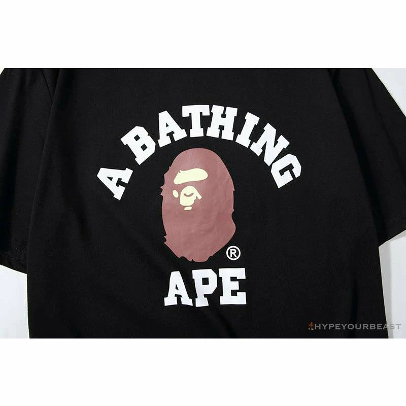 Hypeyourbeast BAPE Classic Basic Ape Man Head English LOGO Tee Shirt 'BLACK' Clothes 4 Hypeyourbeast BAPE Classic Basic Ape Man Head English LOGO Tee Shirt 'BLACK' Clothes