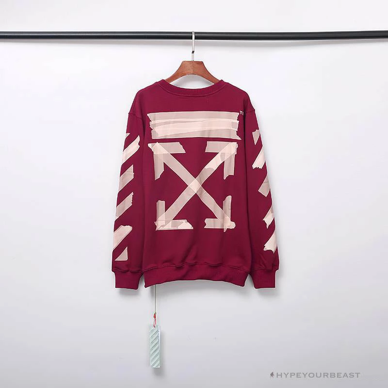Hypeyourbeast OFF-WHITE Rubber Strip Arrow Long Sleeve Shirt 'WINE RED' Shirts 2 Hypeyourbeast OFF-WHITE Rubber Strip Arrow Long Sleeve Shirt 'WINE RED' Shirts