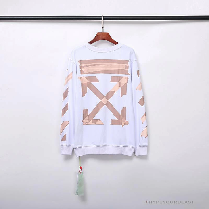 Hypeyourbeast OFF-WHITE Rubber Strip Arrow Long Sleeve Shirt 'WHITE' 2 Hypeyourbeast OFF-WHITE Rubber Strip Arrow Long Sleeve Shirt 'WHITE'
