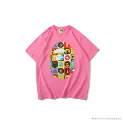 Hypeyourbeast Clothes BAPE Baby Milo Color Square Ape Head Tee Shirt 'PINK'