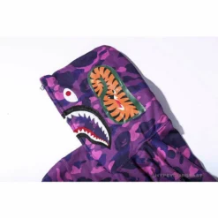 Hypeyourbeast BAPE Shark Head Classic Embroidered Camouflage Zip-Up Hoodie 'PURPLE' Clothes