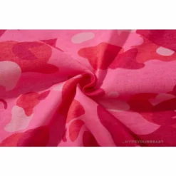 Hypeyourbeast BAPE Pink Camouflage Shark Head Fake Zipper Tee Shirt