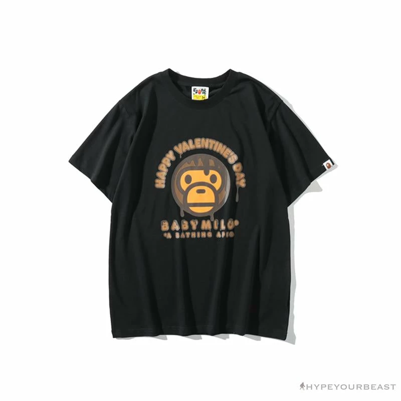 Hypeyourbeast BAPE Baby Milo Valentine's Day Chocolate Tee Shirt 'BLACK' 1 Hypeyourbeast BAPE Baby Milo Valentine's Day Chocolate Tee Shirt 'BLACK'