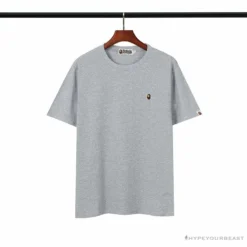 Hypeyourbeast BAPE Classic Embroidered Logo Ape Head Tee Shirt 'GREY'