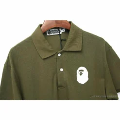 Hypeyourbeast BAPE Classic Ape Head Print Versatile Polo Shirt 'ARMY GREEN'