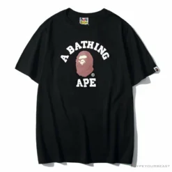 Hypeyourbeast BAPE Classic Basic Ape Man Head English LOGO Tee Shirt 'BLACK' Clothes