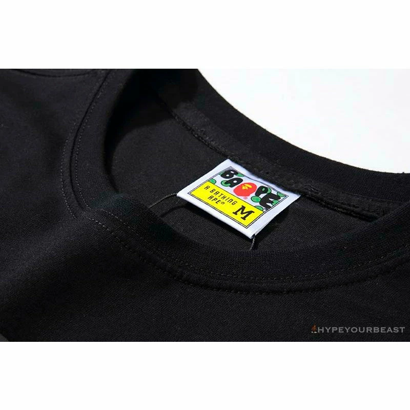 Hypeyourbeast BAPE Classic Basic Ape Man Head English LOGO Tee Shirt 'BLACK' Clothes 6 Hypeyourbeast BAPE Classic Basic Ape Man Head English LOGO Tee Shirt 'BLACK' Clothes