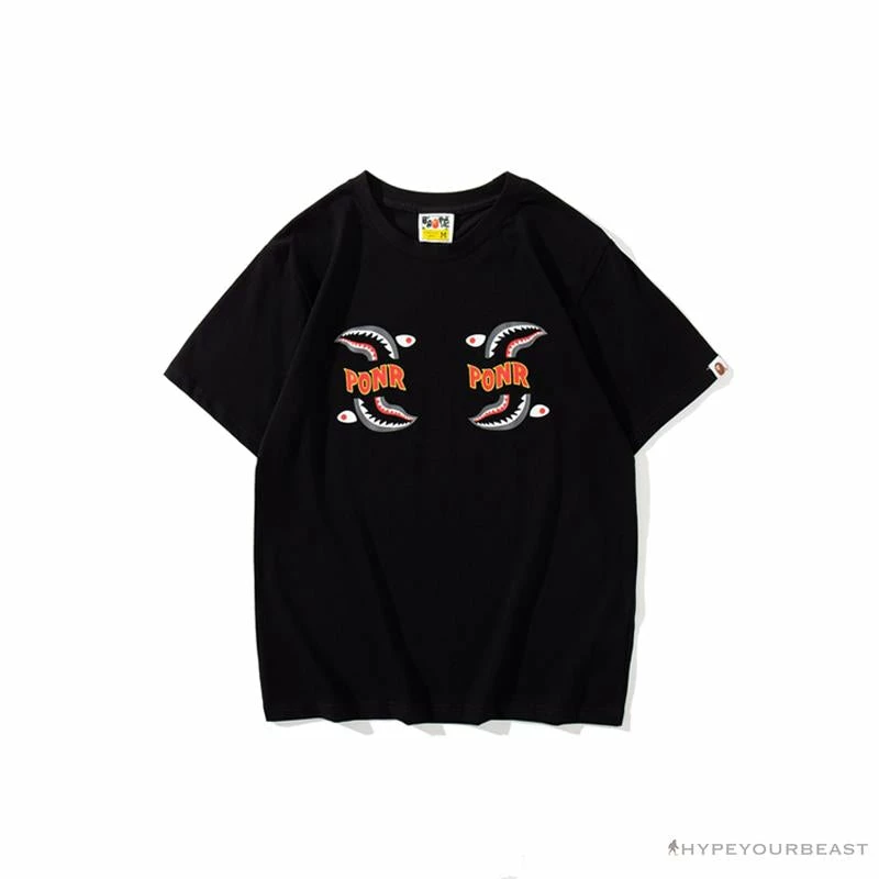 Hypeyourbeast BAPE Shark Head PONR Tee Shirt 'BLACK' Clothes 1 Hypeyourbeast BAPE Shark Head PONR Tee Shirt 'BLACK' Clothes