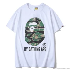 Hypeyourbeast Clothes BAPE Tiger Pattern Camouflage Ape Man Initial Print Tee Shirt 'WHITE'