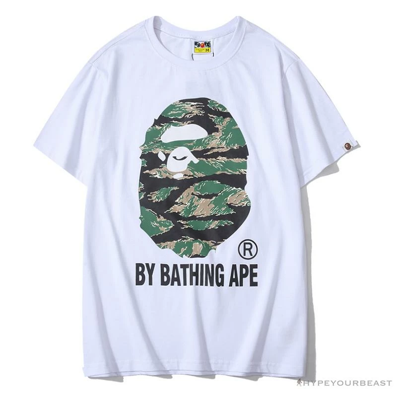 Hypeyourbeast Clothes BAPE Tiger Pattern Camouflage Ape Man Initial Print Tee Shirt 'WHITE' 1 Hypeyourbeast Clothes BAPE Tiger Pattern Camouflage Ape Man Initial Print Tee Shirt 'WHITE'