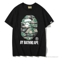 Hypeyourbeast BAPE Tiger Pattern Camouflage Ape Initials Tee Shirt 'BLACK' Clothes