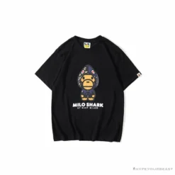 Hypeyourbeast BAPE Baby Milo Blue Shark Hat Little Monkey Tee Shirt 'BLACK' Clothes
