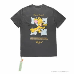 Hypeyourbeast OFF-WHITE Jerry Move Faster Tee Shirt 'GREY'