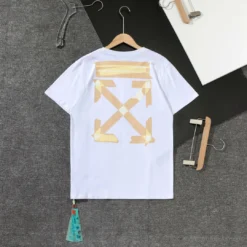 Hypeyourbeast T-Shirts OFF-WHITE Classic Cross Yellow Arrow Tape Tee Shirt 'WHITE'