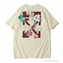Hypeyourbeast OFF-WHITE Flower Edition Tee Shirt 'BEIGE' T-Shirts
