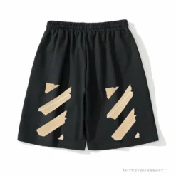 Hypeyourbeast Pants OFF-WHITE Explosive Strip Basic Arrow Shorts 'BLACK'