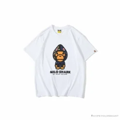 Hypeyourbeast BAPE Baby Milo Blue Shark Hat Little Monkey Tee Shirt 'WHITE'