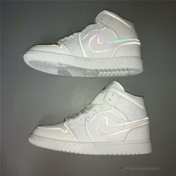 Hypeyourbeast Air Jordan 1 Mid Iridescent Reflective White