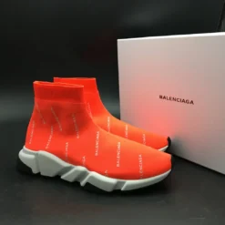 Hypeyourbeast BCG Sock Sneakers Logo Print Red / White Balenciaga