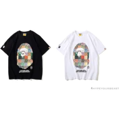 Hypeyourbeast BAPE Ape Man Head 28th Anniversary Camouflage Color Block Tee 'BLACK'