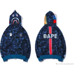 Hypeyourbeast BAPE X PSG Paris Saint-Germain Camouflage Blue Hoodie Clothes